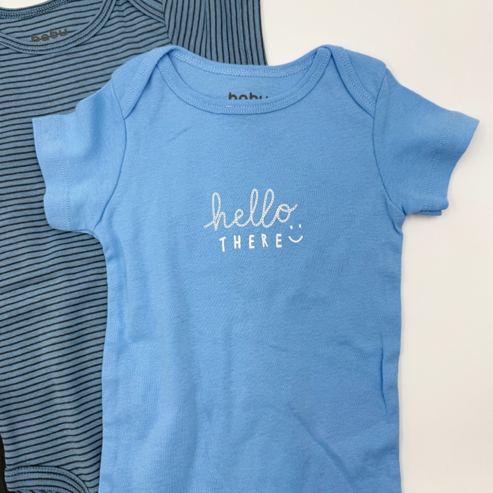 Baby Cantel Set of 3 Bodysuits 12-18 months Blue & Gray Short sleeves - Picture 2 of 6